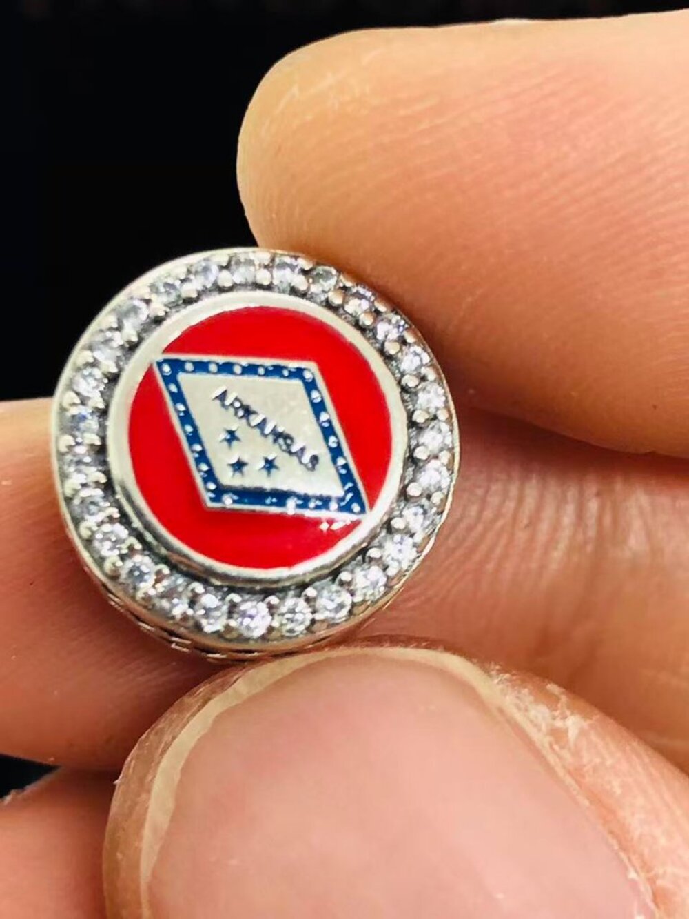 ✨🔥Pandora Arkansas State Flag Exclusive Moments Button Charm